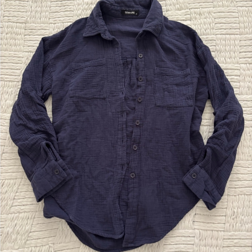 Casual Navy Button-Up Shirt